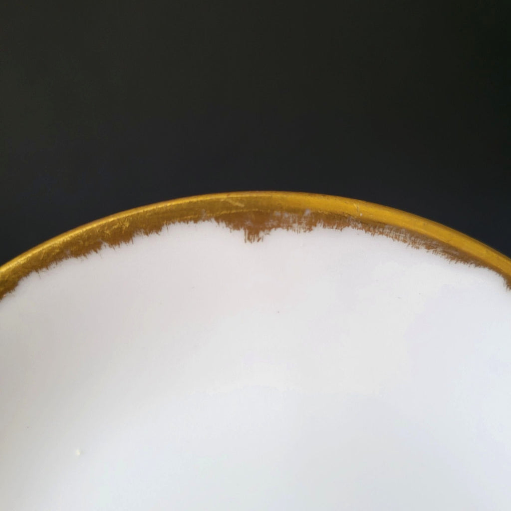 Antique Delinières & Co Bread Plate White Gold Brushstroke Edge Limoges France