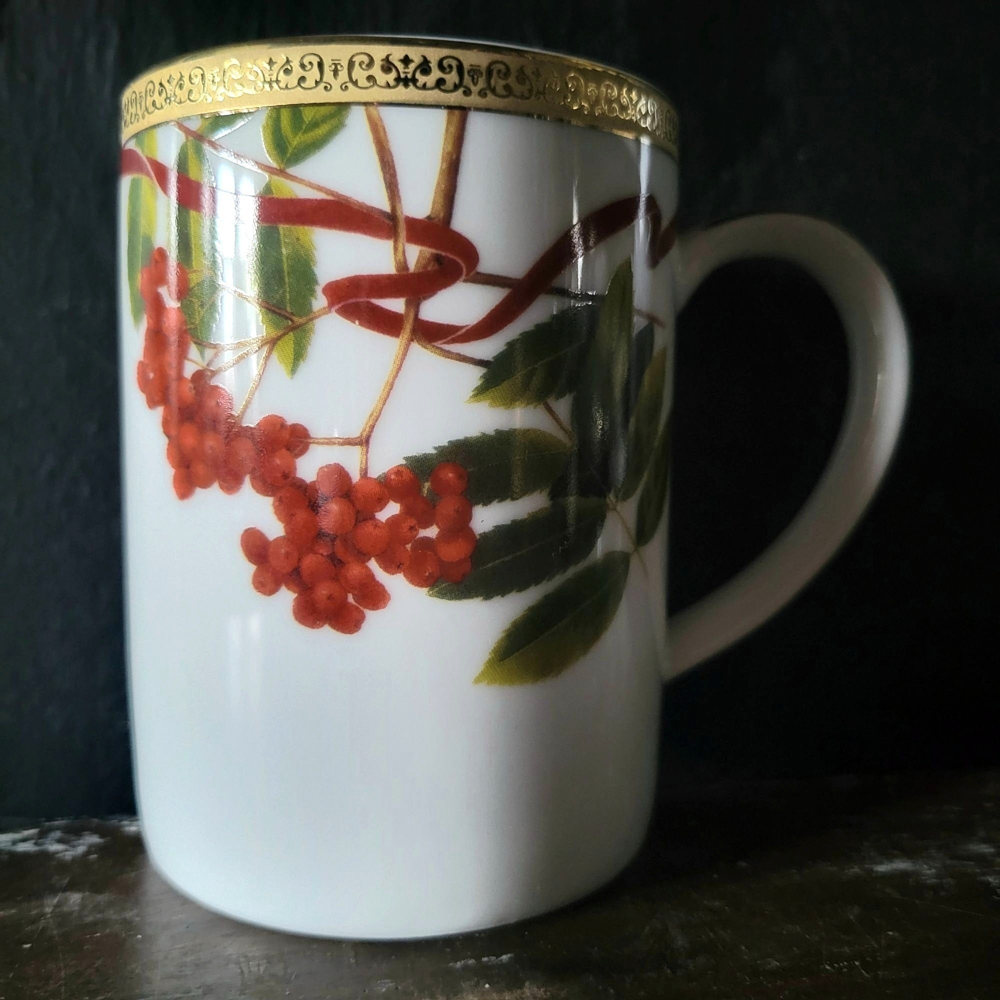 Charter Club Fashion Buffet Gold Holly and Pine Mug Christmas Mug