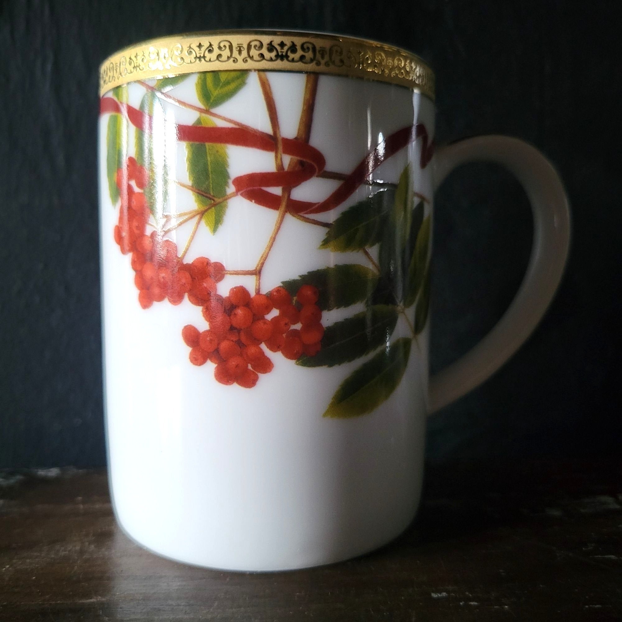 Charter Club Fashion Buffet Gold Holly and Pine Mug Christmas Mug