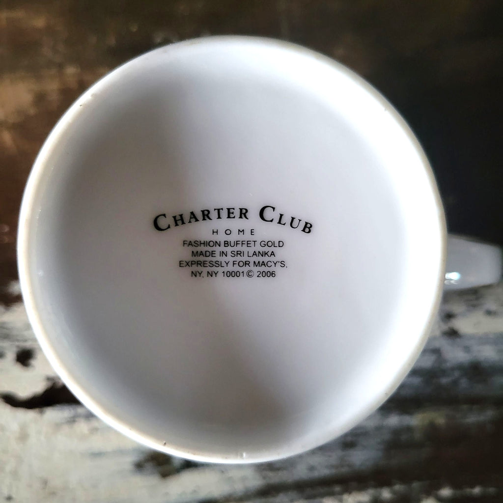 Charter Club Fashion Buffet Gold Holly and Pine Mug Christmas Mug