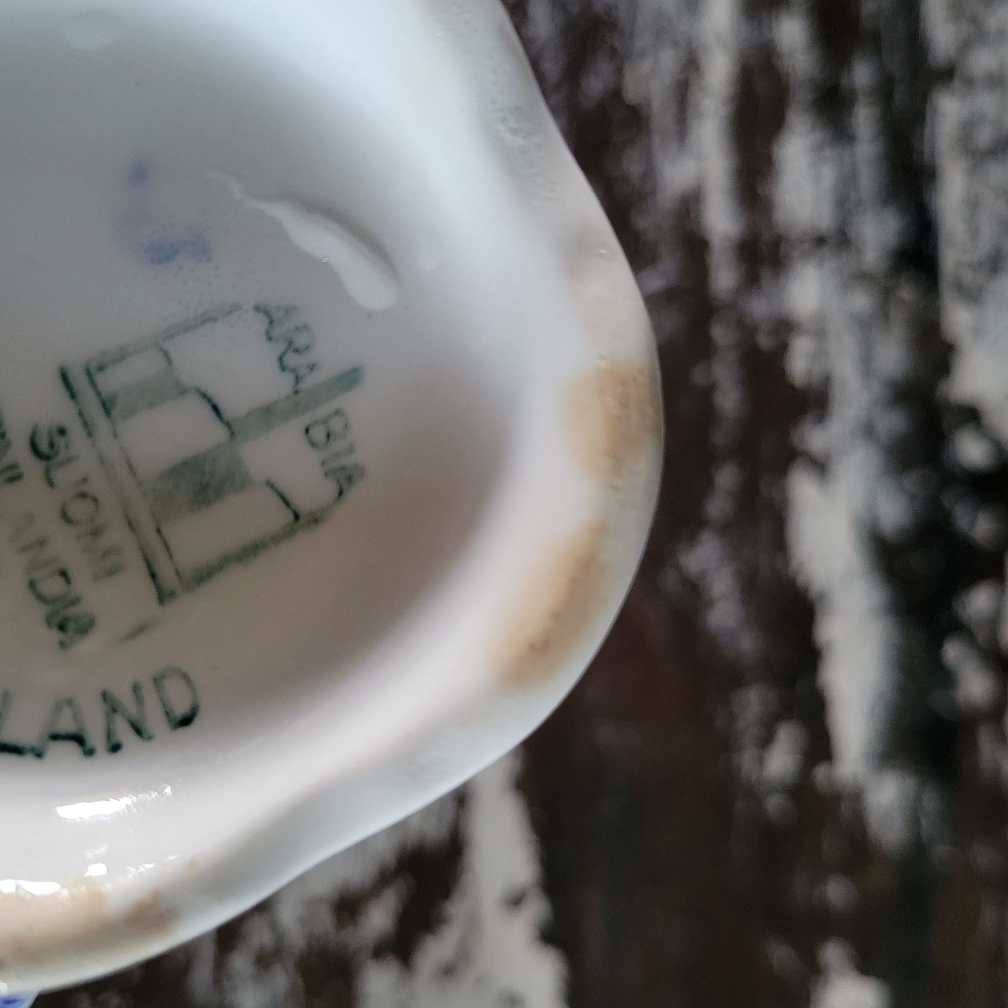 Vtg Arabia Finland Blue and White Landscape Creamer Jug Floral and Scenic *Read