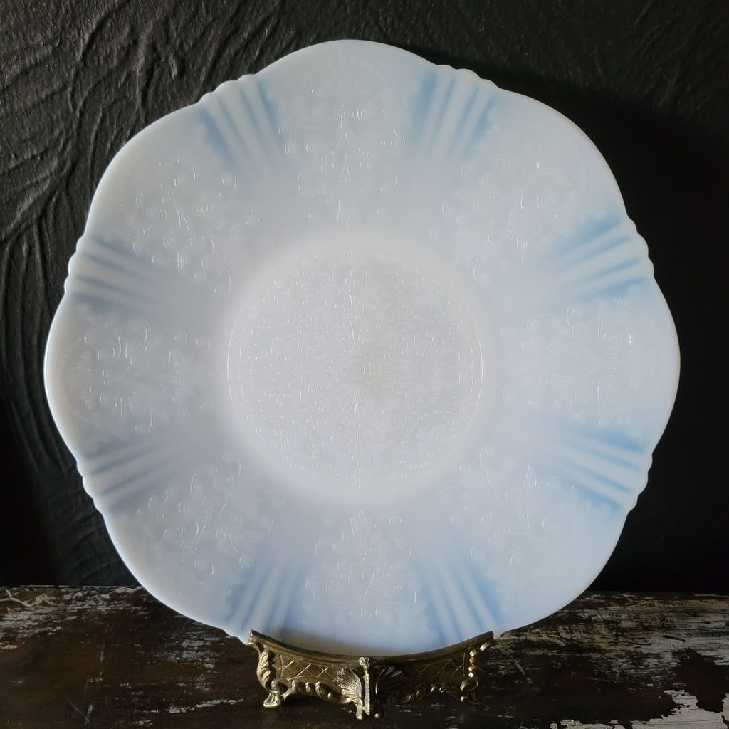 Vintage Macbeth-Evans Sweetheart Monax Opalescent Milk Glass Plate 12" c 1930