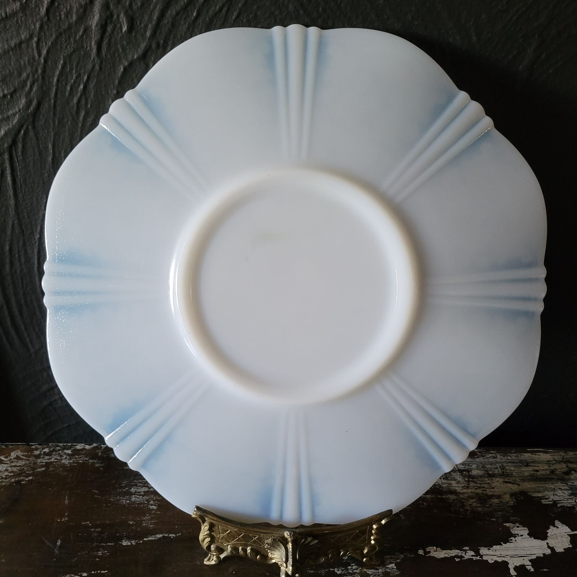 Vintage Macbeth-Evans Sweetheart Monax Opalescent Milk Glass Plate 12" c 1930