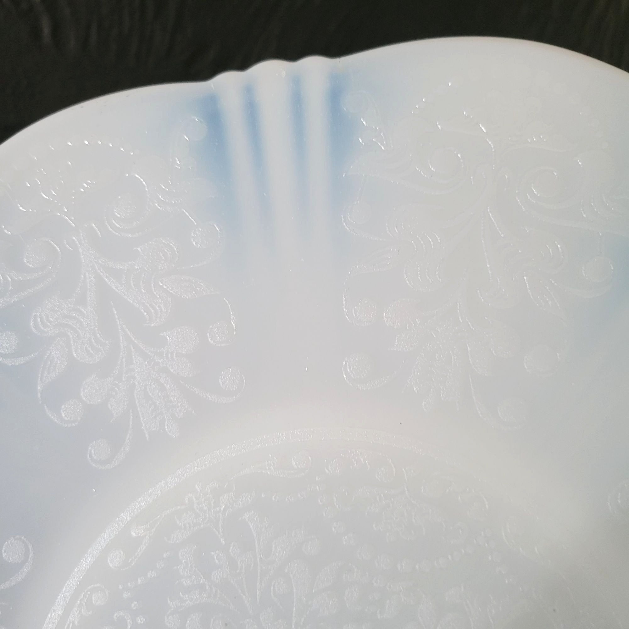 Vintage Macbeth-Evans Sweetheart Monax Opalescent Milk Glass Plate 12" c 1930
