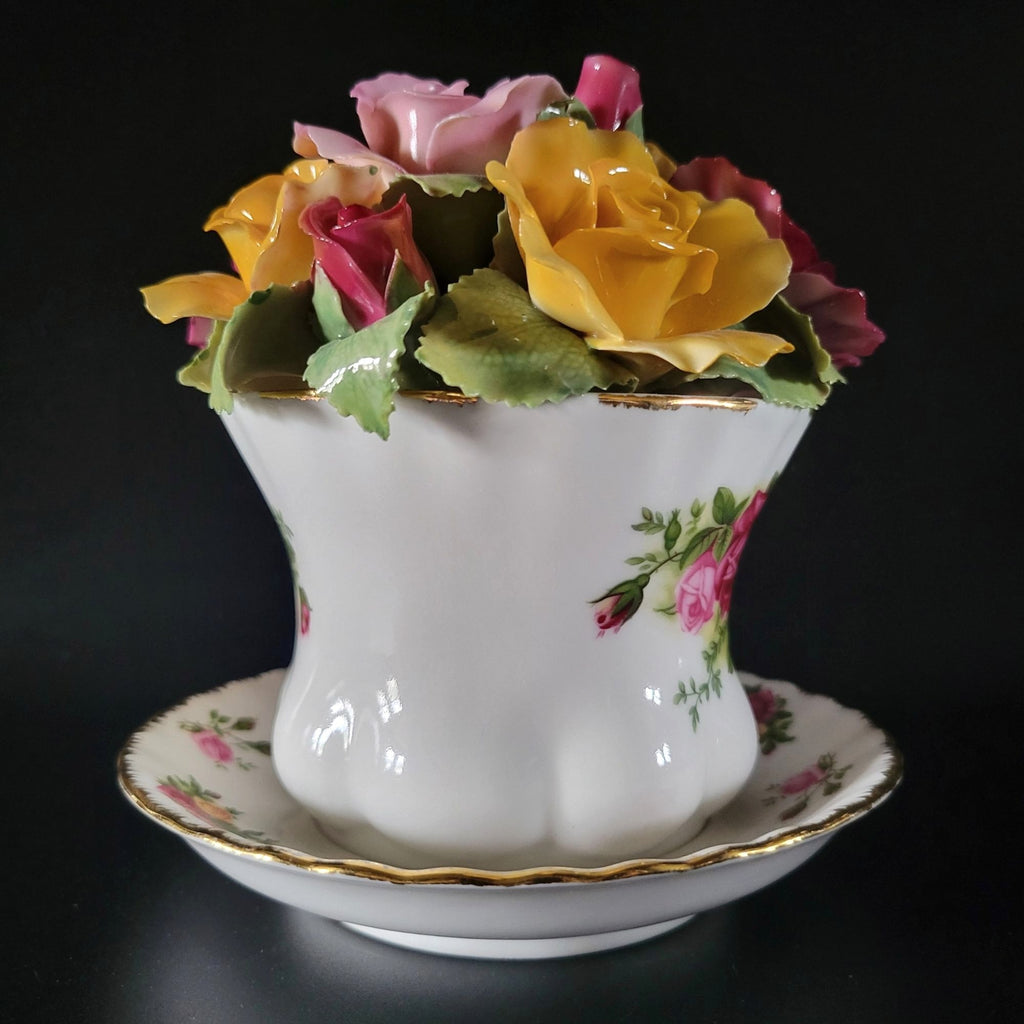 Vtg Royal Albert Old Country Roses 4" Musical Teacup, Canon D Johann Pachelbel