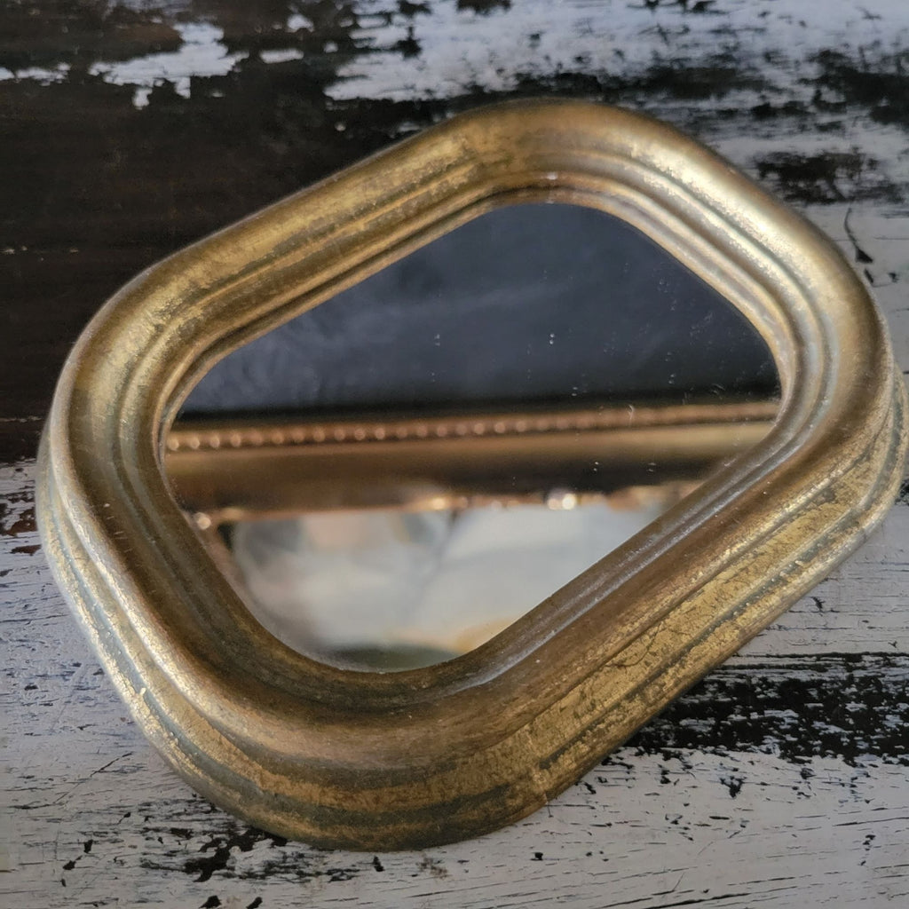 Small Vtg Italian Gilt Mirror Made In Italy Gallery Wall Accent Mirror 7.125"