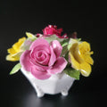 Small Vintage Royal Adderley Rose Floral Bouquet in Footed White Pot England