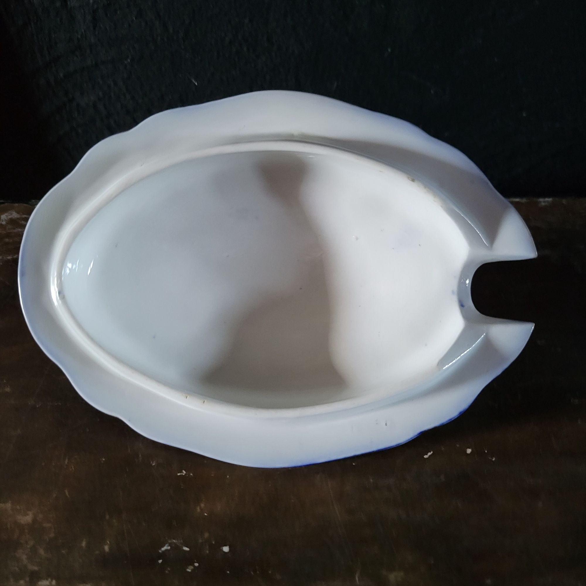 Antique W.H. Grindley Flow Blue Sauce Tureen With Ladle And Undertray c 1900