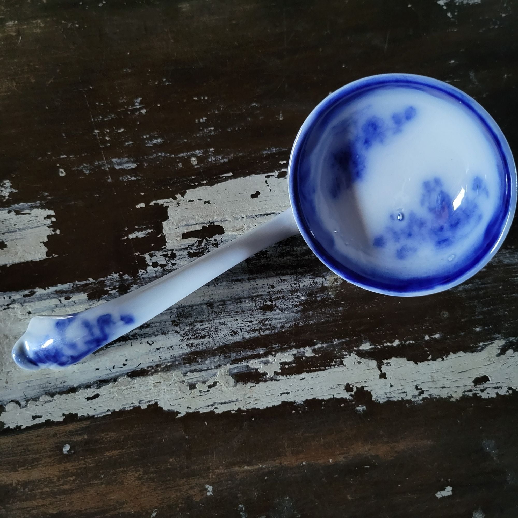 Antique W.H. Grindley Flow Blue Sauce Tureen With Ladle And Undertray c 1900