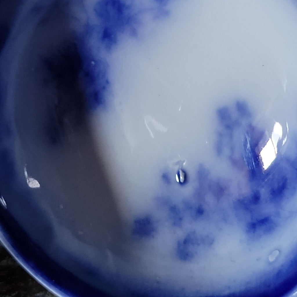 Antique W.H. Grindley Flow Blue Sauce Tureen With Ladle And Undertray c 1900