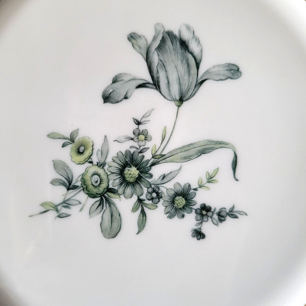 Vintage Royal Bayreuth Teal Tulip Dinner Plate 10.875" Floral Design Gold Trim