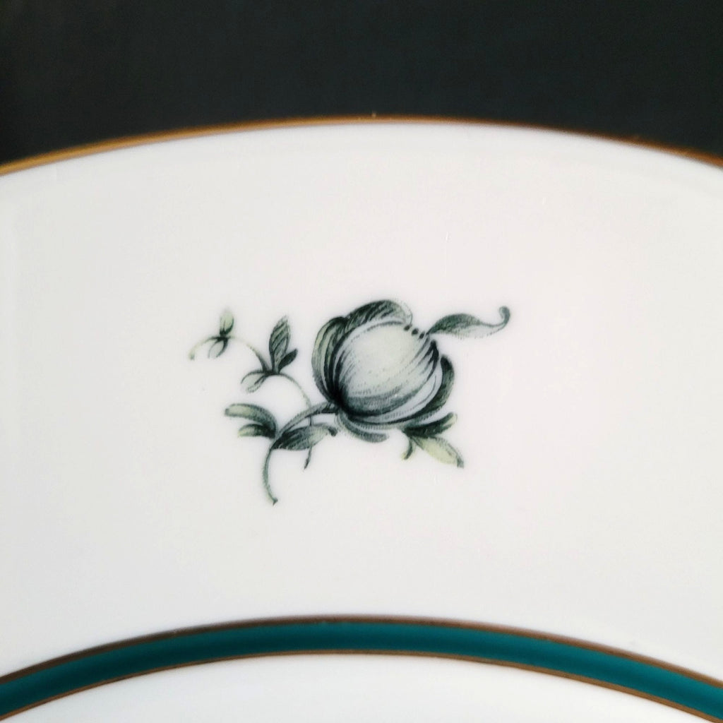 Vintage Royal Bayreuth Teal Tulip Dinner Plate 10.875" Floral Design Gold Trim