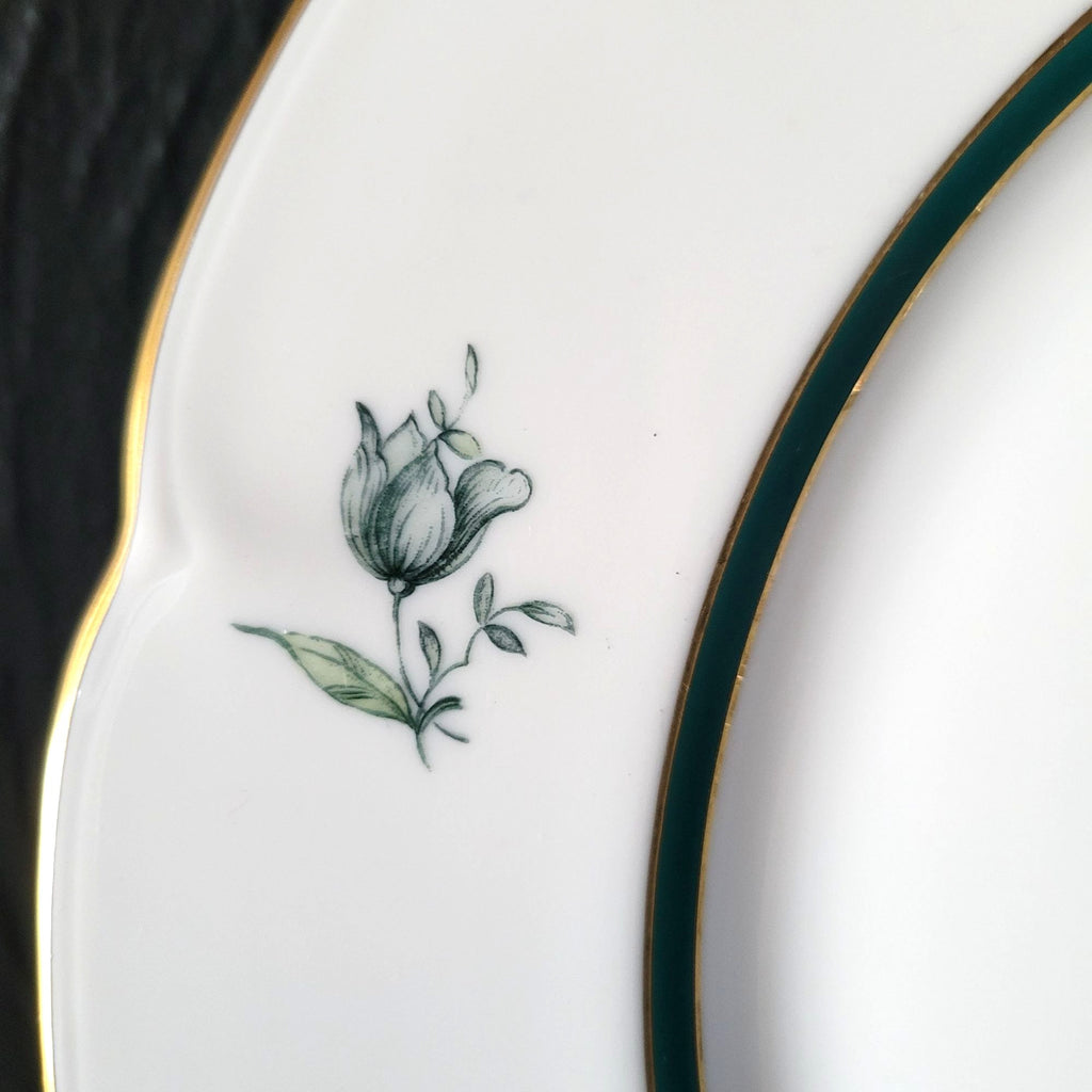 Vintage Royal Bayreuth Teal Tulip Dinner Plate 10.875" Floral Design Gold Trim