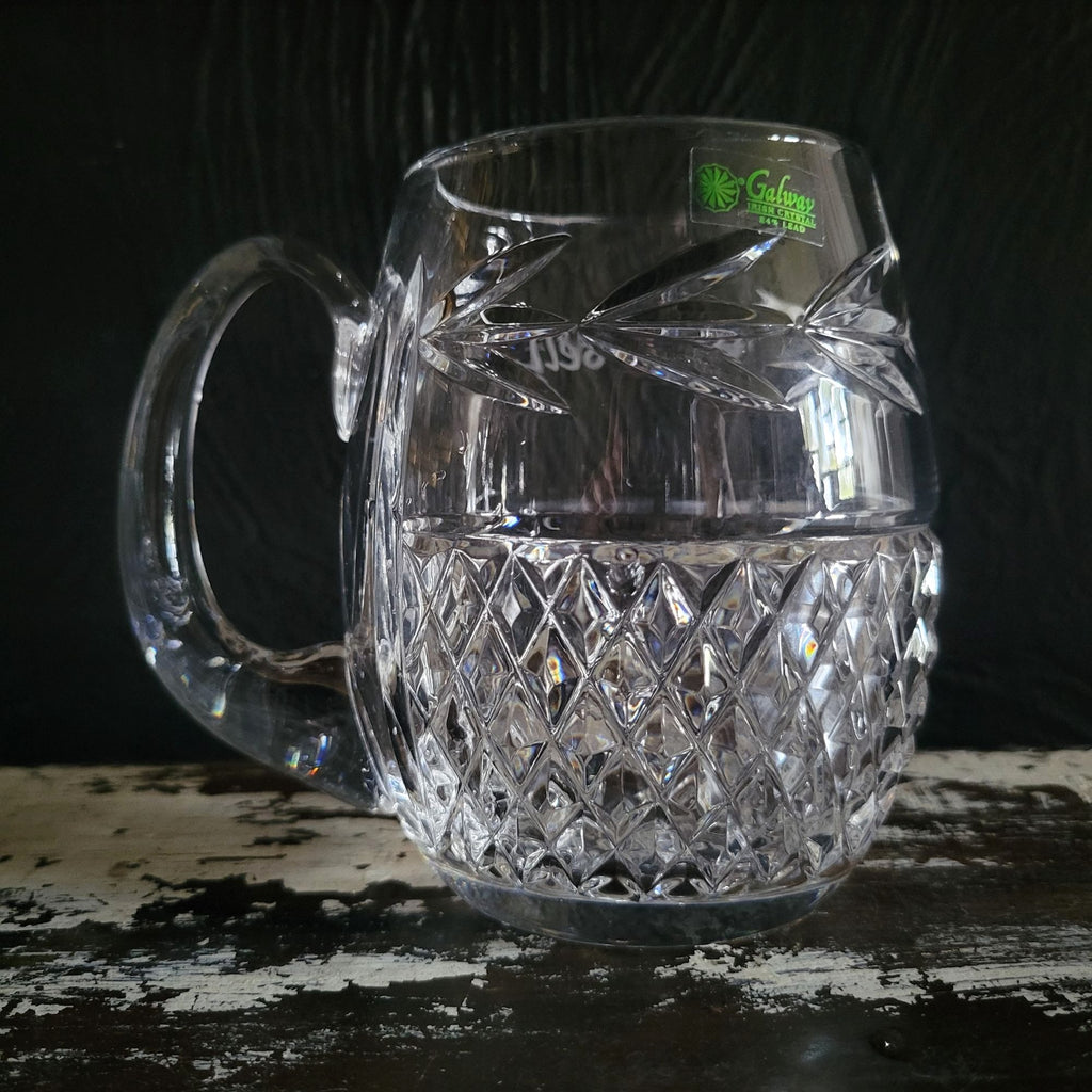 Vintage Galway Irish Crystal Tankard Mug With Handle Engraved "Tis Himself"