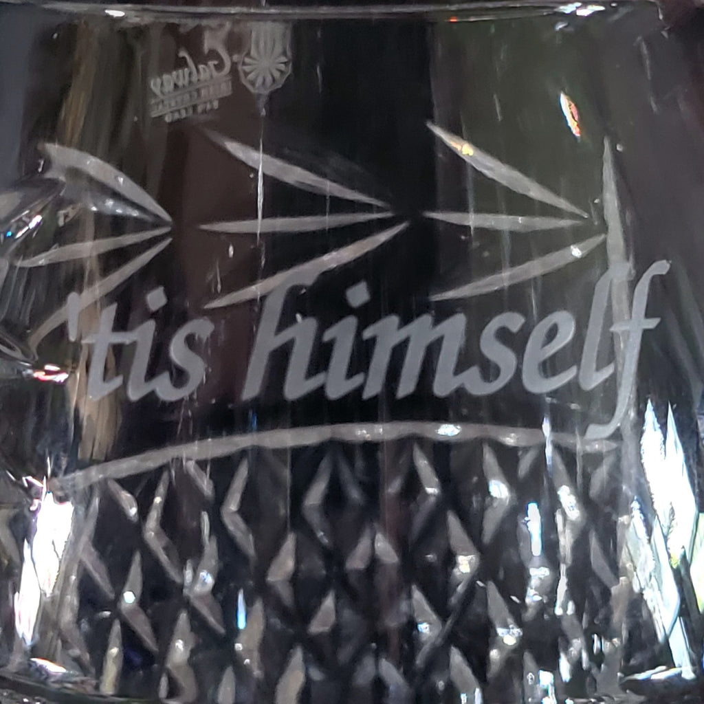 Vintage Galway Irish Crystal Tankard Mug With Handle Engraved "Tis Himself"