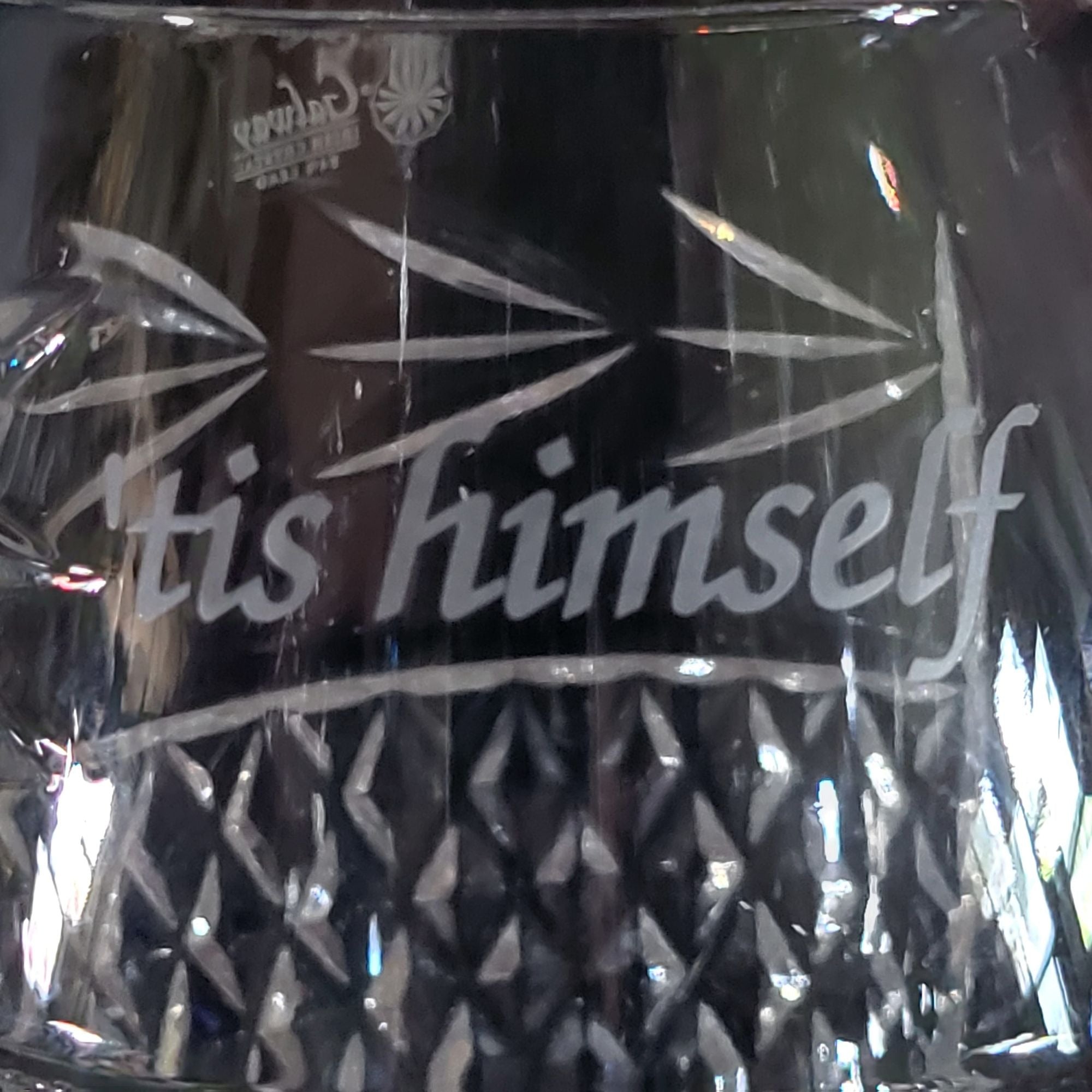 Vintage Galway Irish Crystal Tankard Mug With Handle Engraved "Tis Himself"