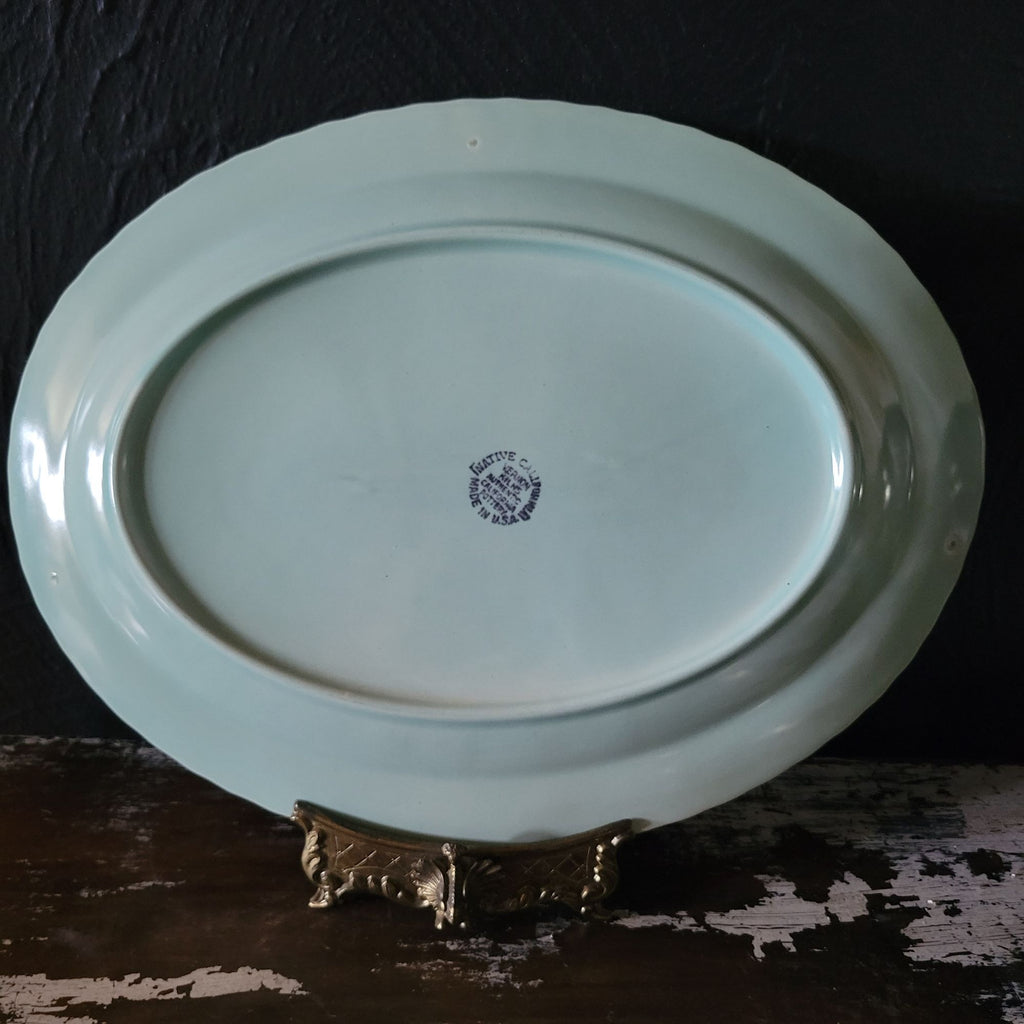 Vintage Vernon Kilns Native California Mint Green Platter 13.5 " Shabby Chic