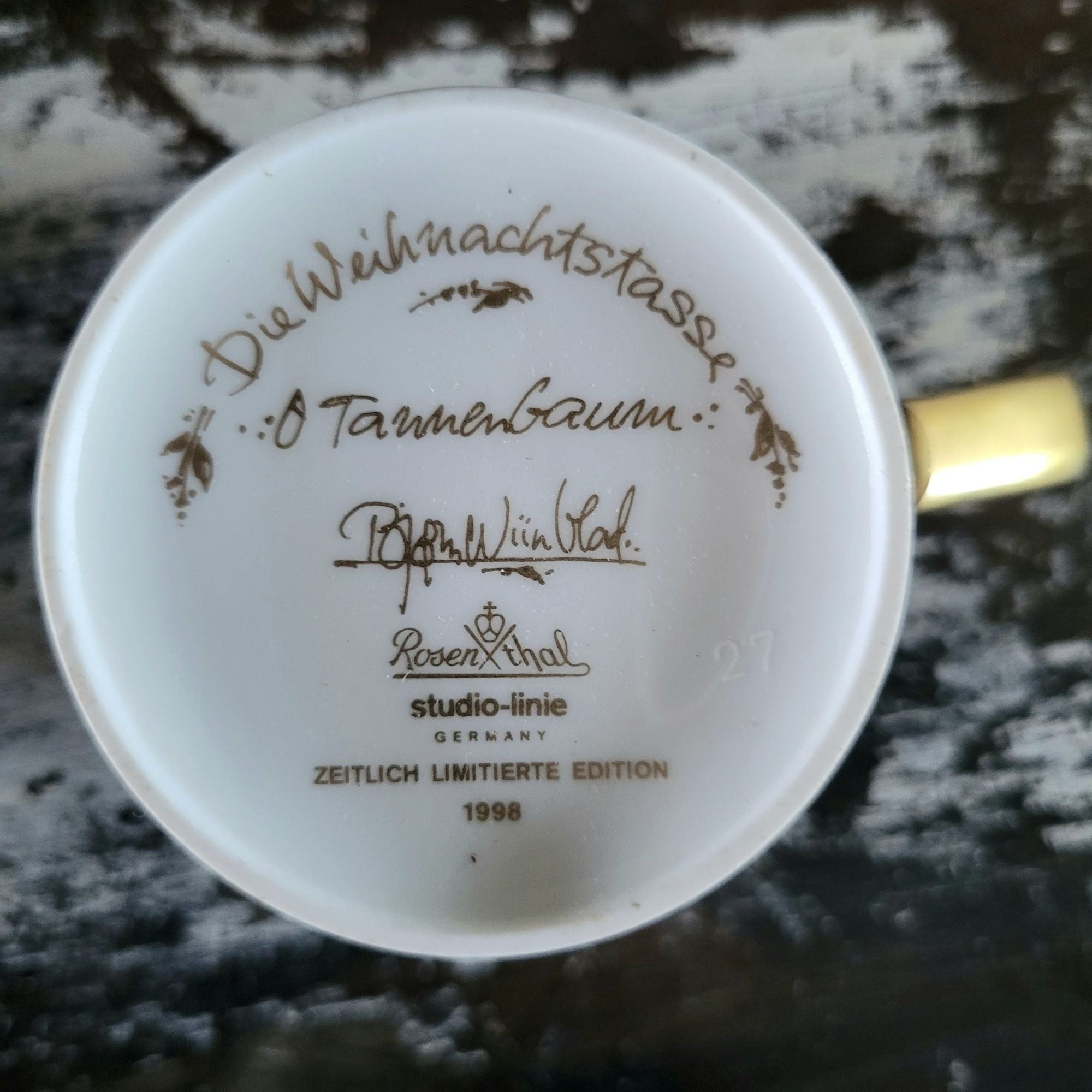 Vtg Bjorn Wiinblad Rosenthal Studio-Line Christmas Mug 1998 O Tannenbaum