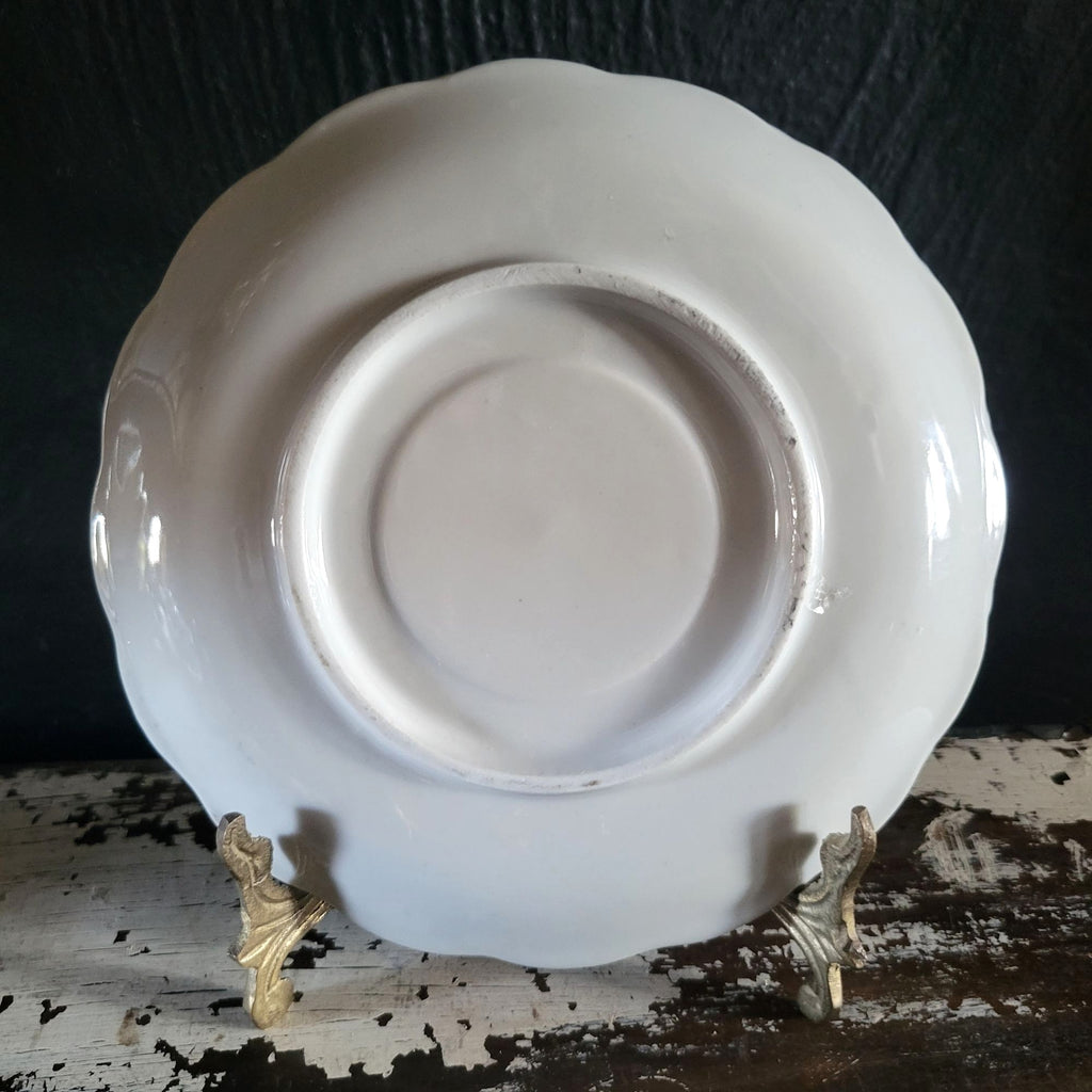 Vintage Cobalt Blue and Gold Porcelain Cup and Saucer with Floral Pattern