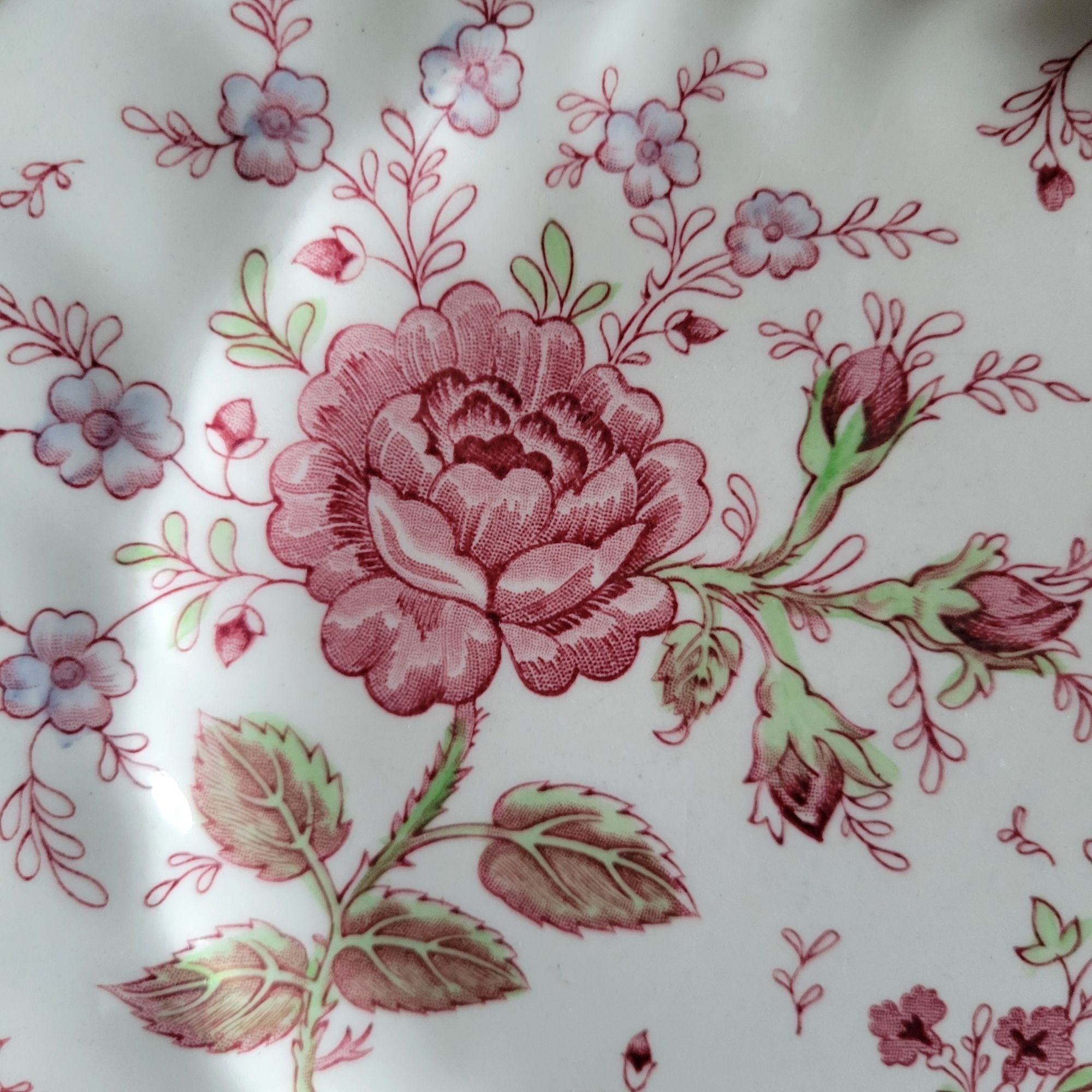 Vintage Johnson Brothers Rose Chintz Square Salad Plate Pink Backstamp *Read