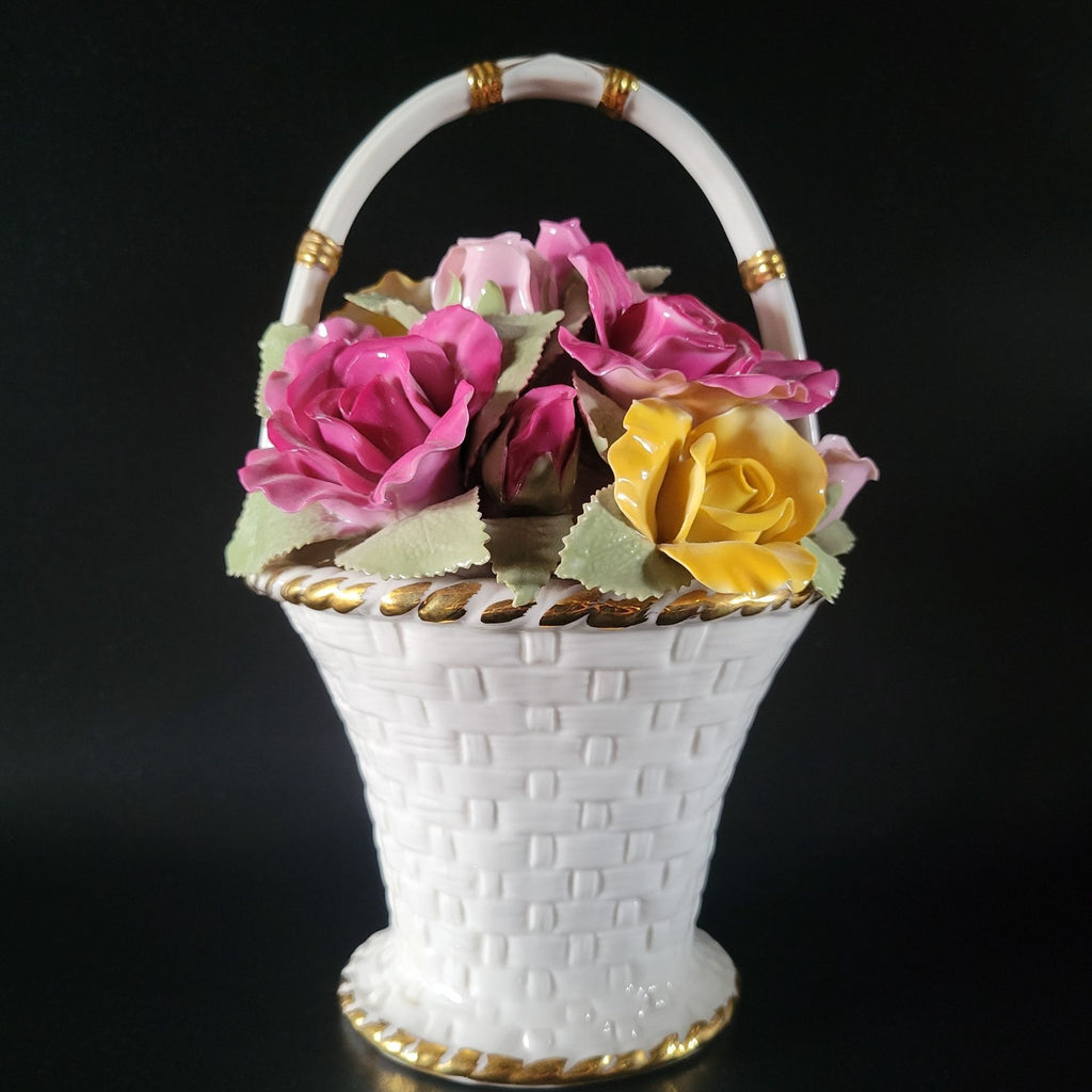 Vintage Royal Albert Old Country Roses Porcelain Musical Basket 9" Fur Elise