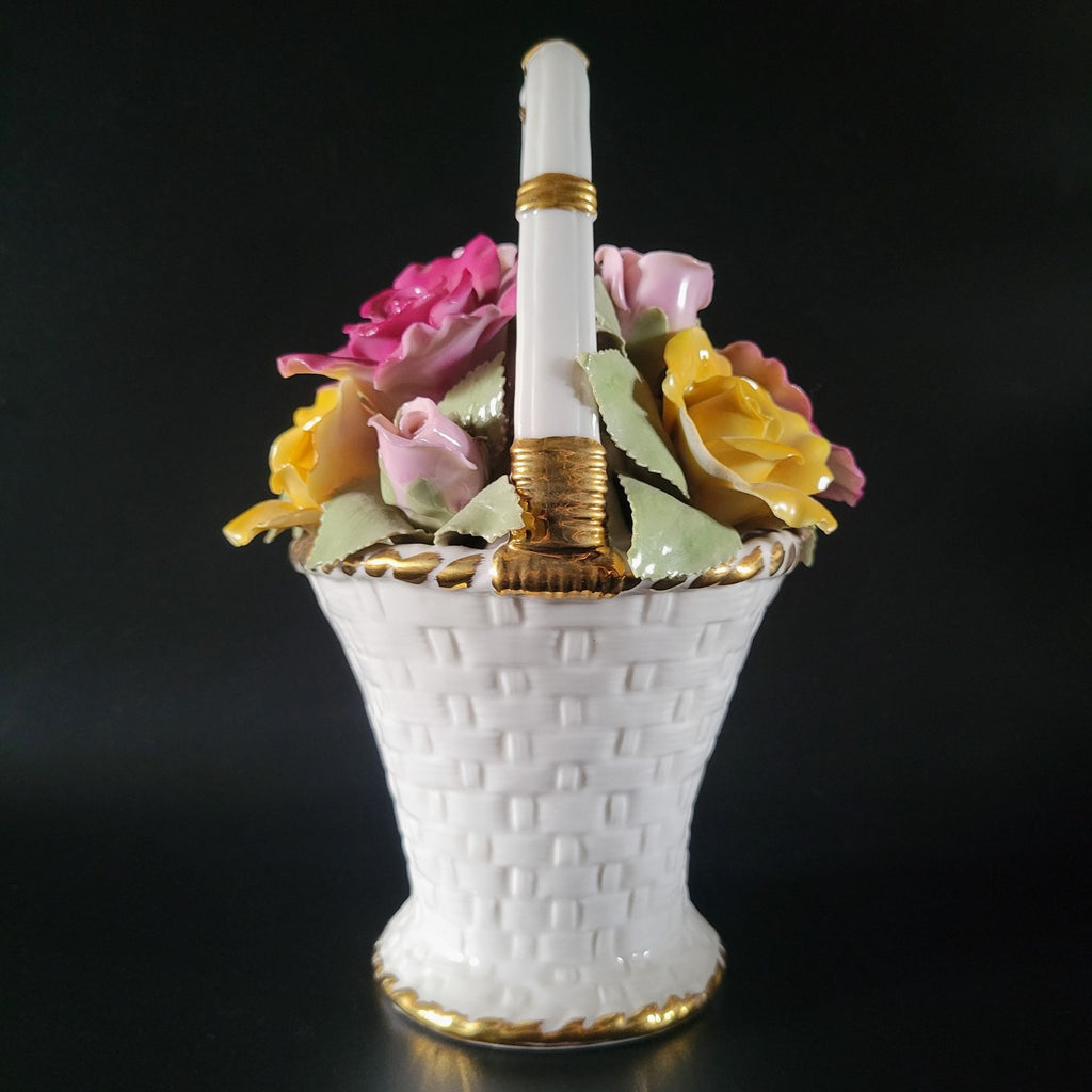 Vintage Royal Albert Old Country Roses Porcelain Musical Basket 9" Fur Elise