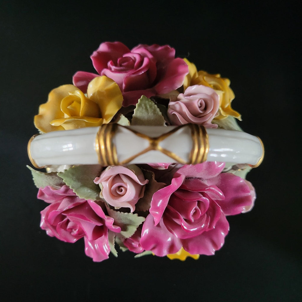 Vintage Royal Albert Old Country Roses Porcelain Musical Basket 9" Fur Elise