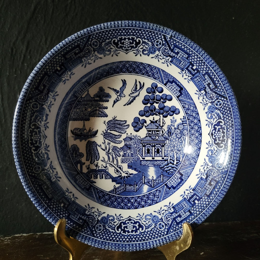 Churchill Blue Willow Coupe Cereal Bowl, Blue and White Bowl, Grandmillennial 6"