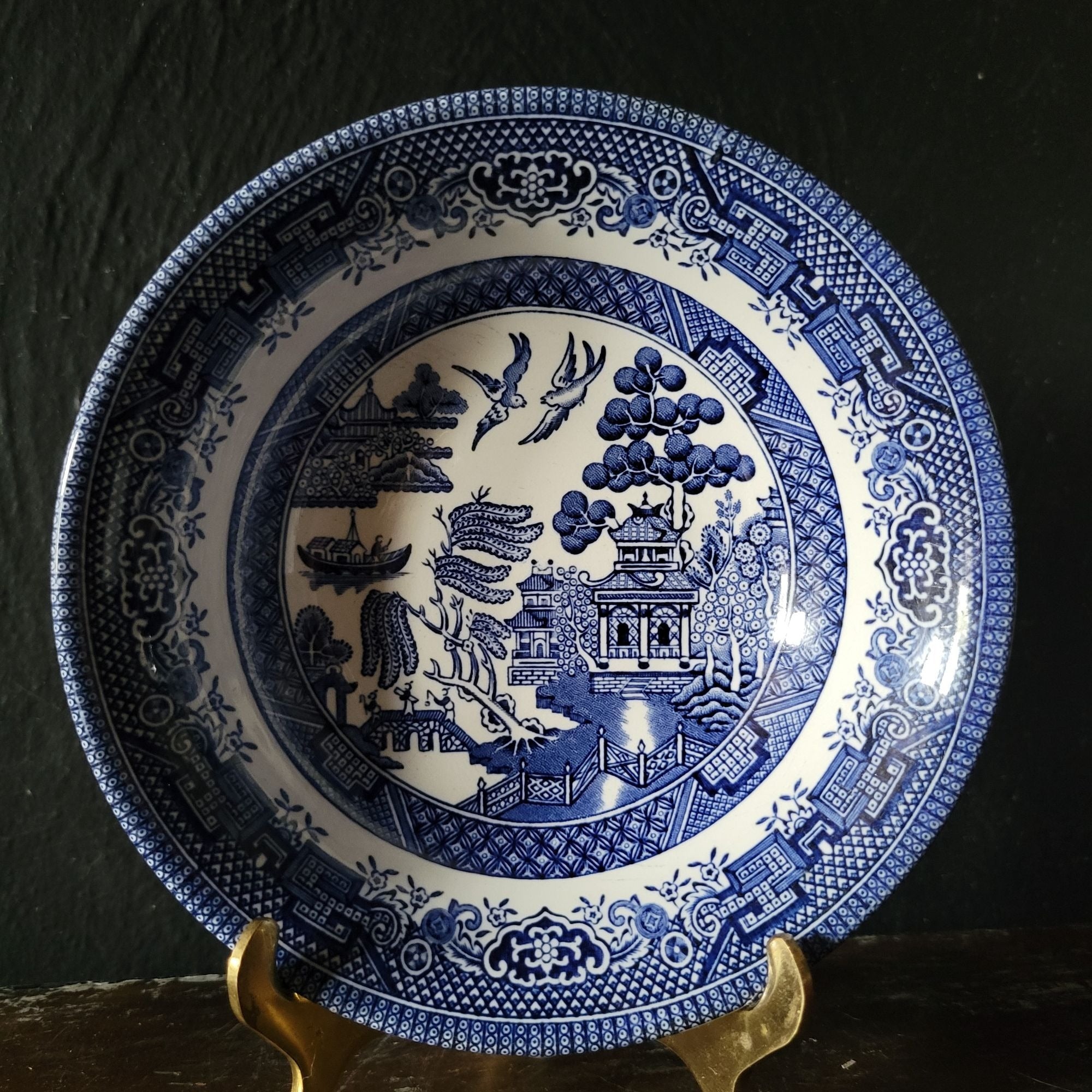 Churchill Blue Willow Coupe Cereal Bowl, Blue and White Bowl, Grandmillennial 6"