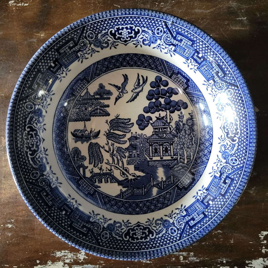 Churchill Blue Willow Coupe Cereal Bowl, Blue and White Bowl, Grandmillennial 6"