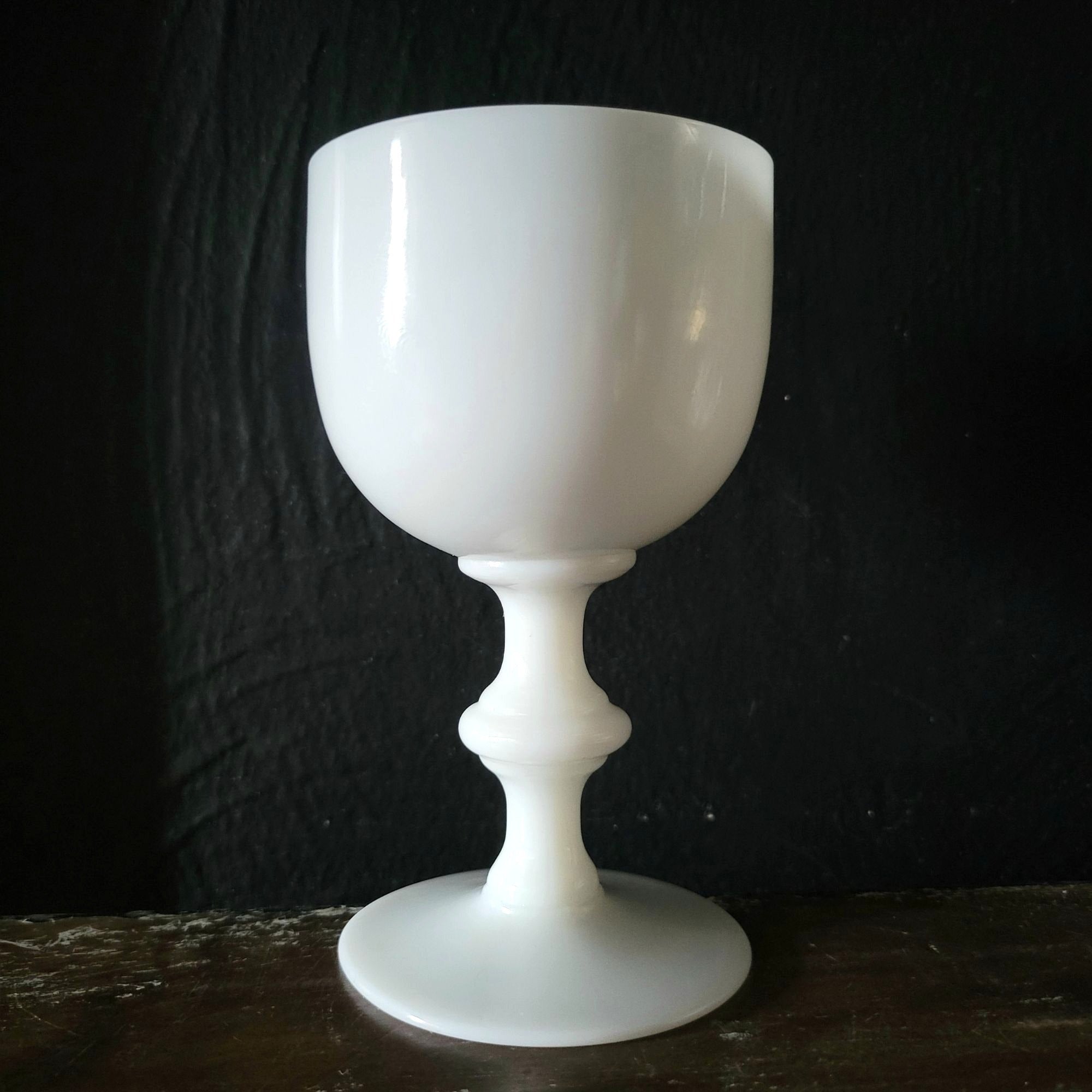 Vintage Vallerysthal French White Opaline Water Goblet c 1930s France 5.25" 8 oz