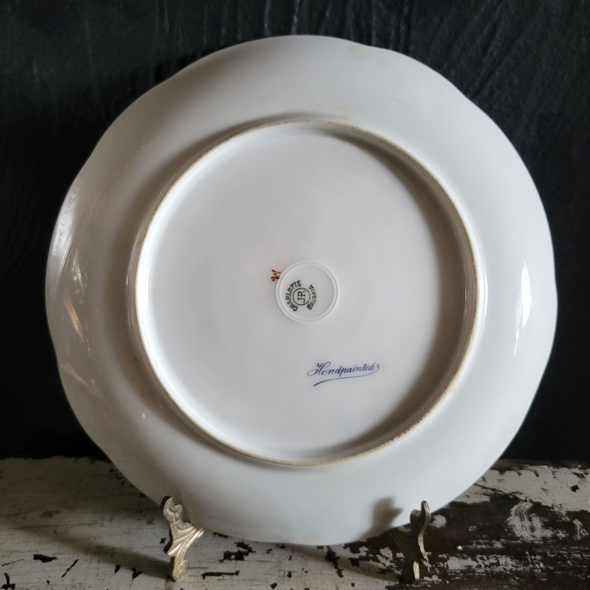 Antique JHR Charlotte Bavaria Hand Painted Blackberry Plate Plate Wall