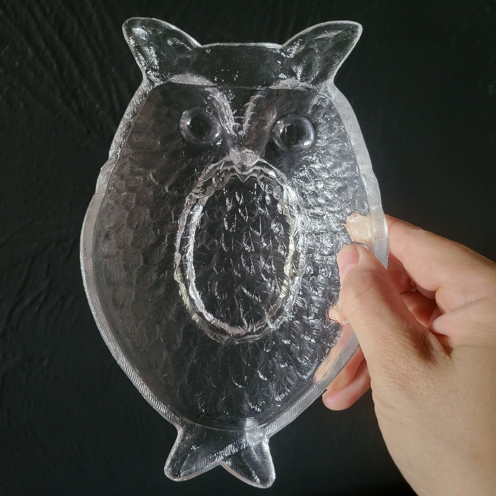Antique 1880s EAPG Central Glass Co. Owl Pickle Dish Clear Glass
