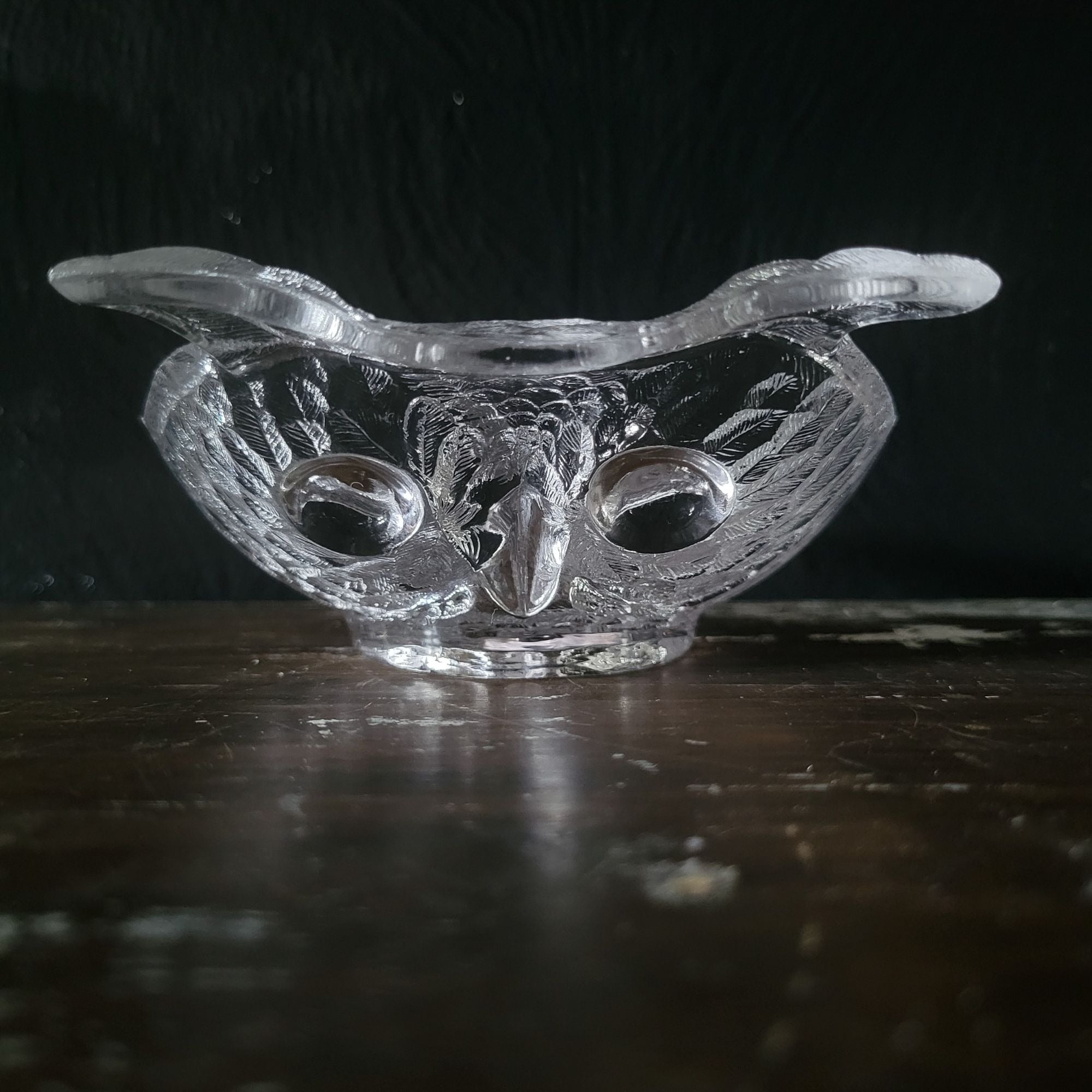 Antique 1880s EAPG Central Glass Co. Owl Pickle Dish Clear Glass