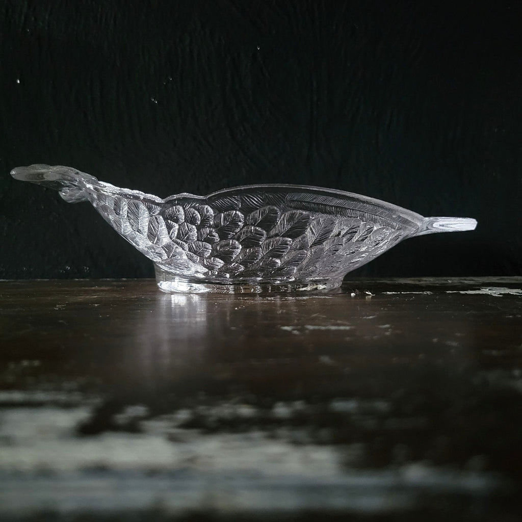 Antique 1880s EAPG Central Glass Co. Owl Pickle Dish Clear Glass