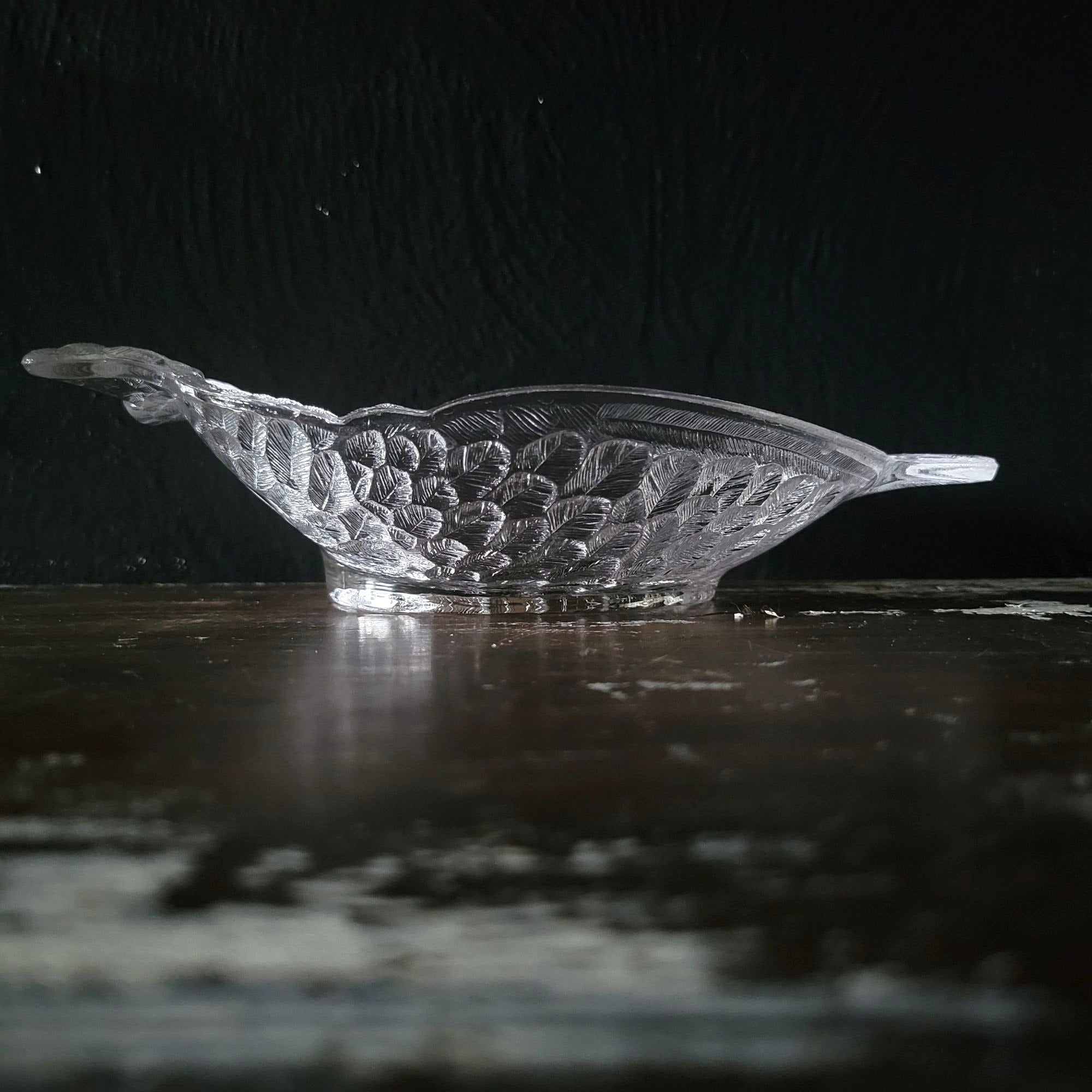Antique 1880s EAPG Central Glass Co. Owl Pickle Dish Clear Glass