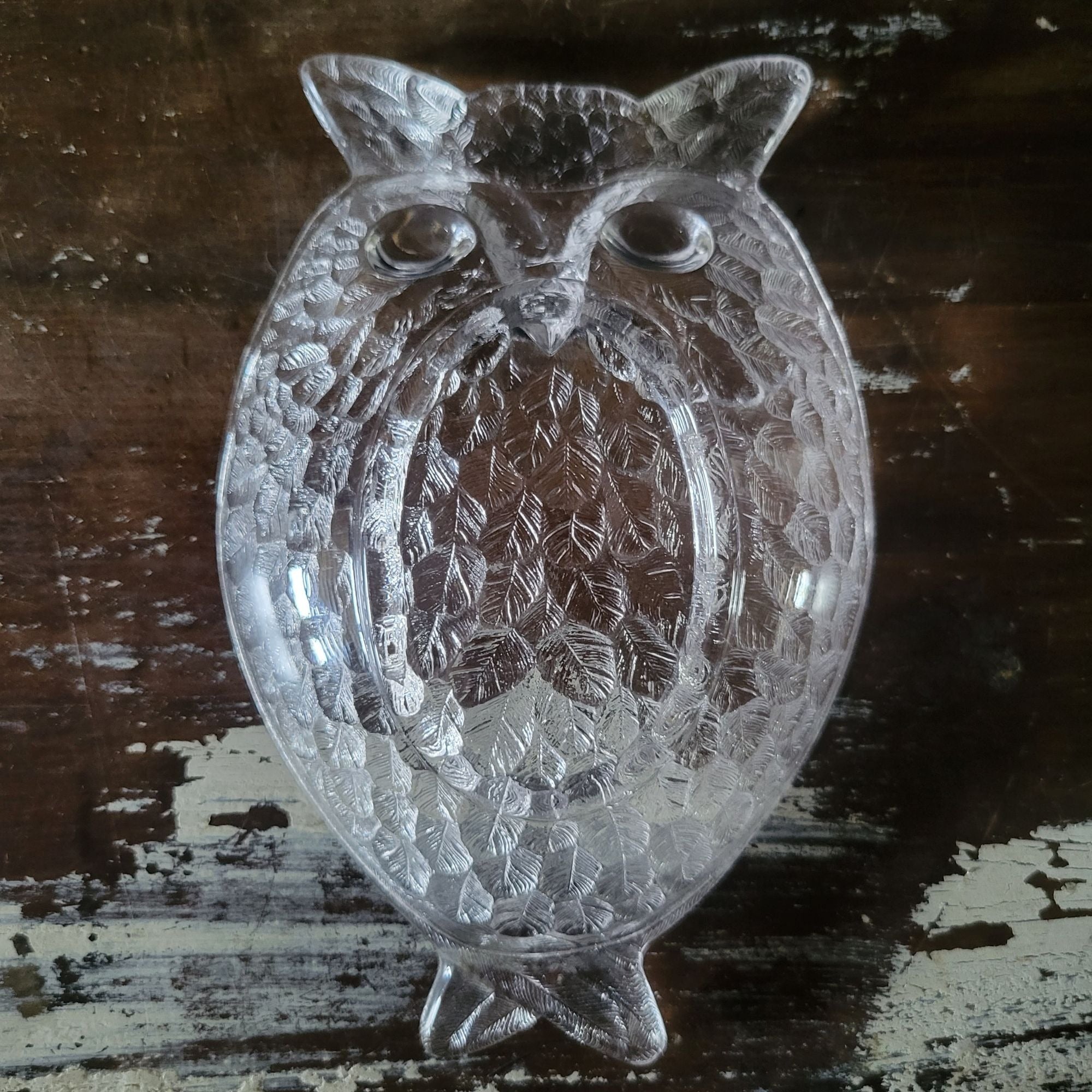 Antique 1880s EAPG Central Glass Co. Owl Pickle Dish Clear Glass