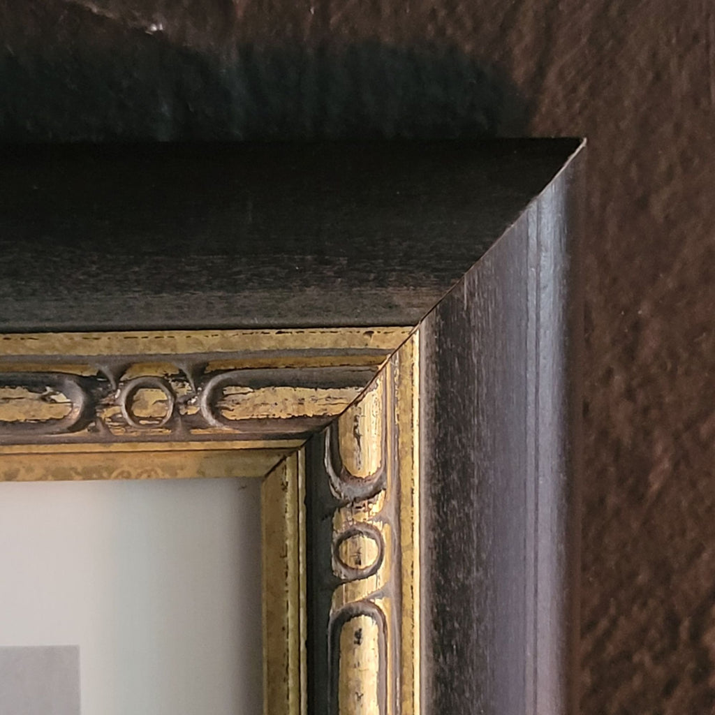 Vintage Framed Philippa Of Hainault Portrait Print With Black & Gold Wood Frame