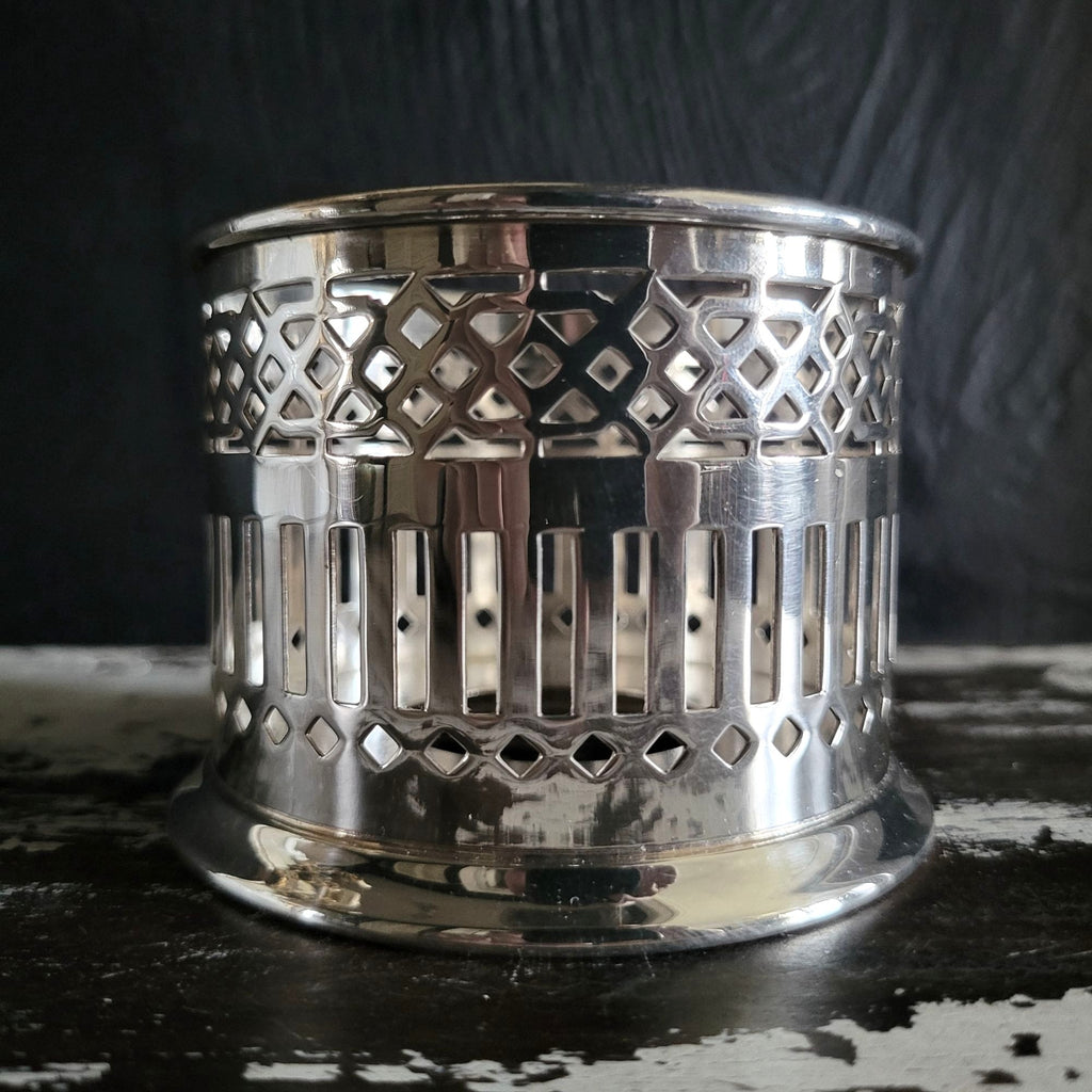 Vintage Wilcox Openwork Silverplate Mustard Condiment Holder #551