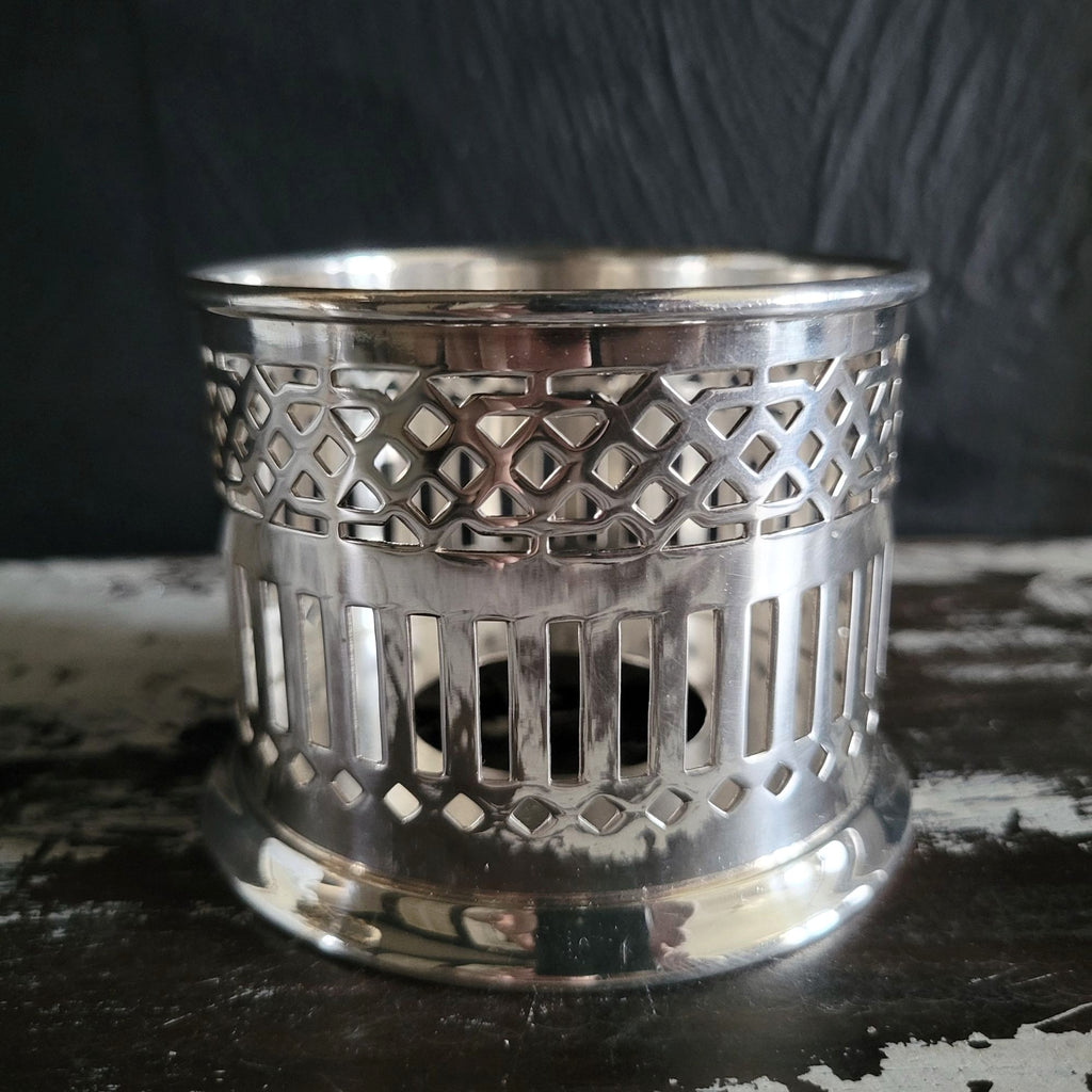 Vintage Wilcox Openwork Silverplate Mustard Condiment Holder #551