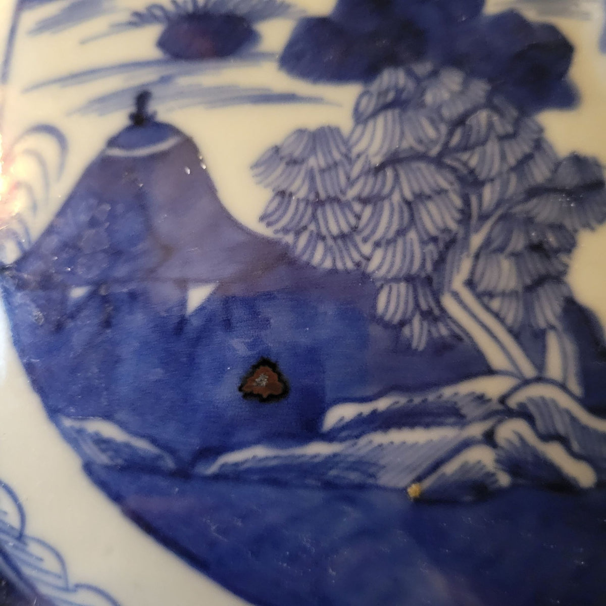 Antique Chinese Canton Blue & White Porcelain Tureen With Boar Heads *Read