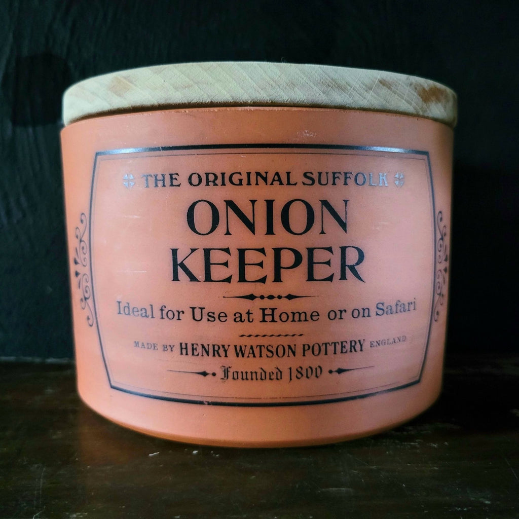 Henry Watson Pottery Suffolk Terracotta Onion Keeper With Wooden Lid