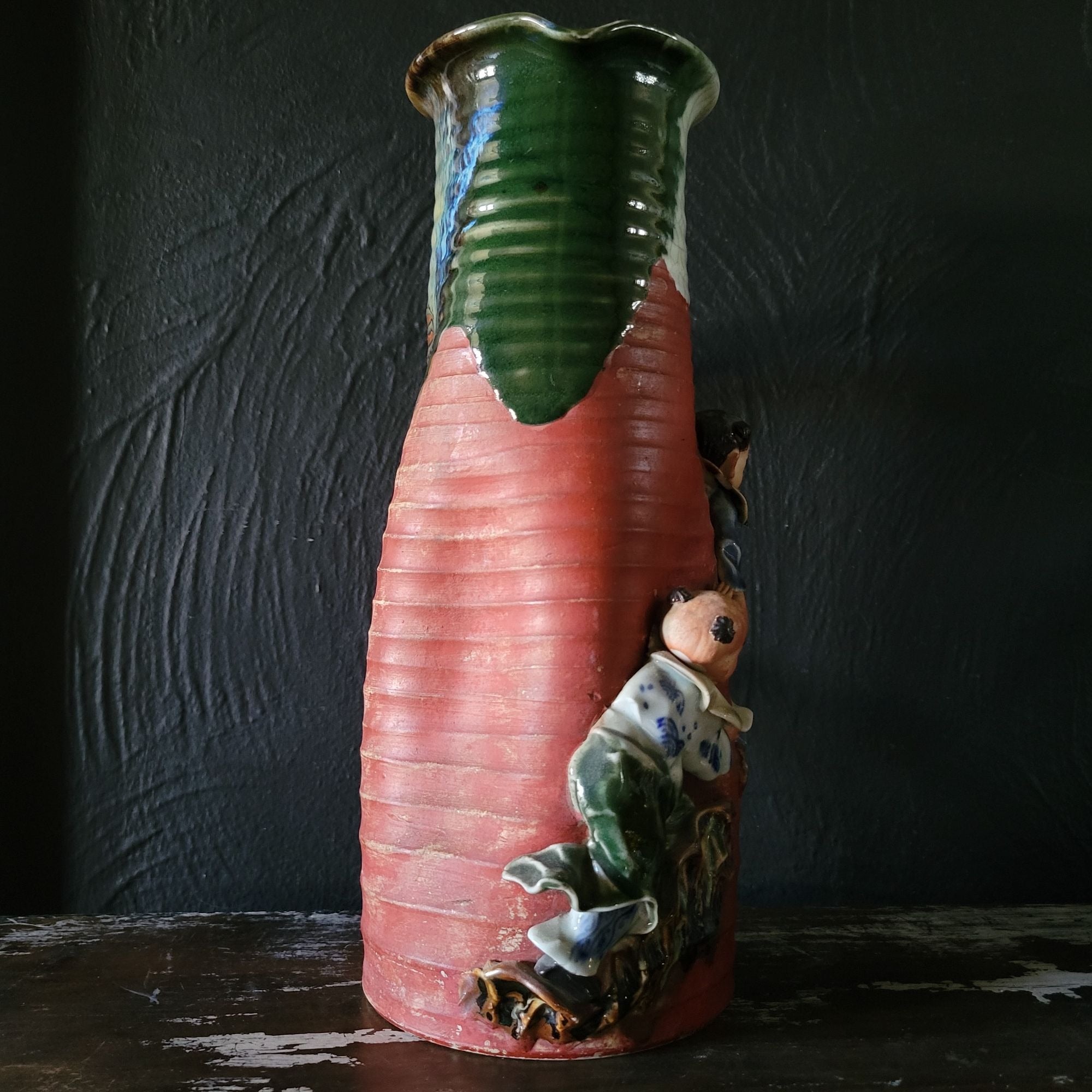 Large Early 20th Century Japanese Sumida Gawa Tanker Vase *Repairs - Read Desc