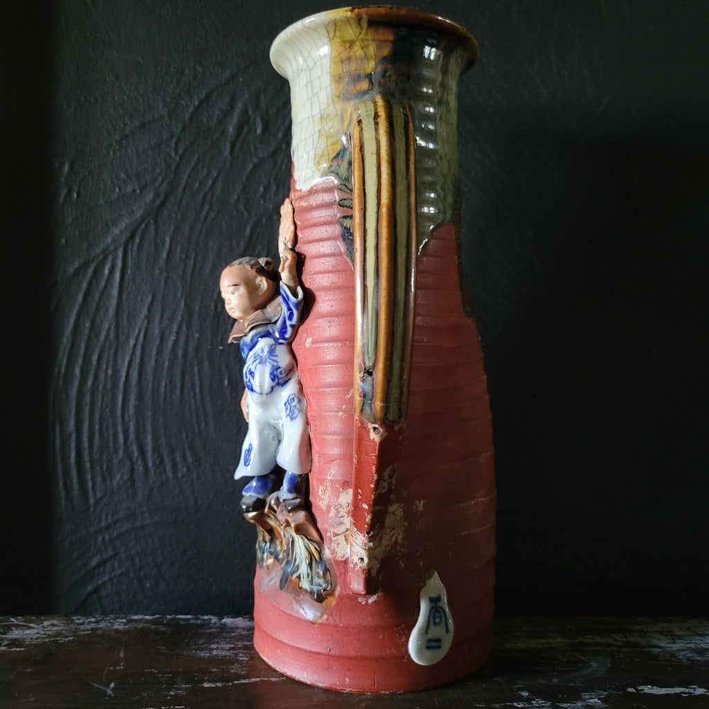Large Early 20th Century Japanese Sumida Gawa Tanker Vase *Repairs - Read Desc
