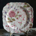 Vtg Johnson Brothers Rose Chintz Square Salad Plate Pink Backstamp *Chip