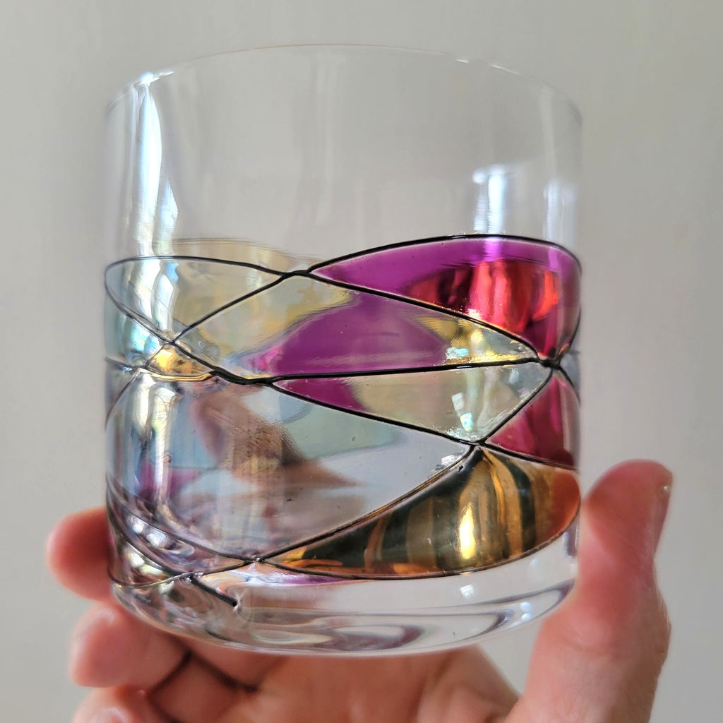 Cornet Barcelona Sagrada Handpainted Whiskey Glass With Multicolor Design