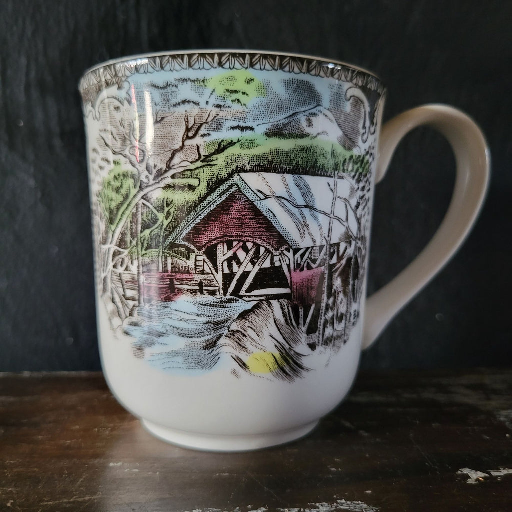 Vintage Johnson Brothers The Friendly Village Coffee Mug "The Covered Bridge"