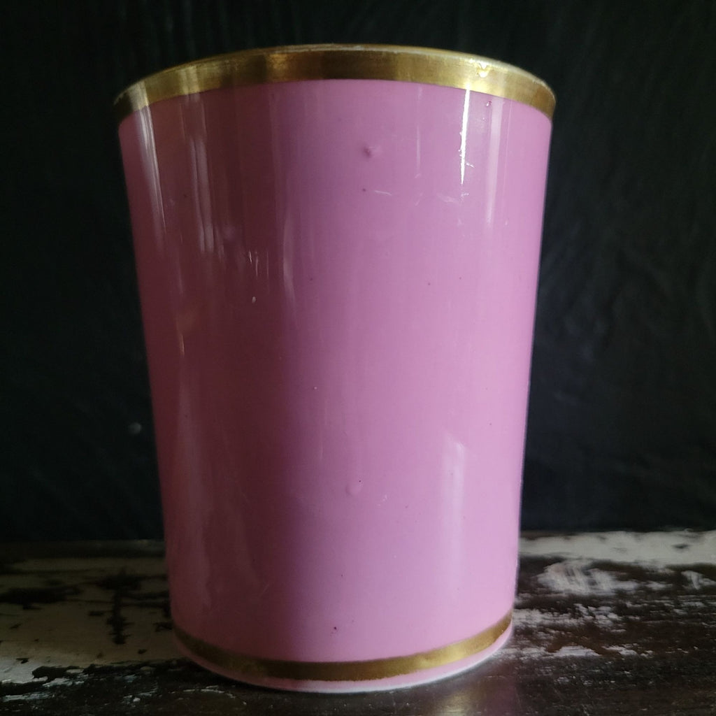Victorian Pink Porcelain Souvenir Cup Gold Trim "A Present From A Friend"