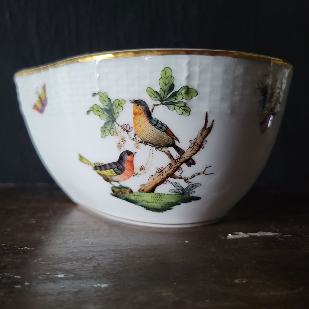 Herend Rothschild Birds Bowl Insects Butterfly Pattern #6000 RO, 5 Inches *Read