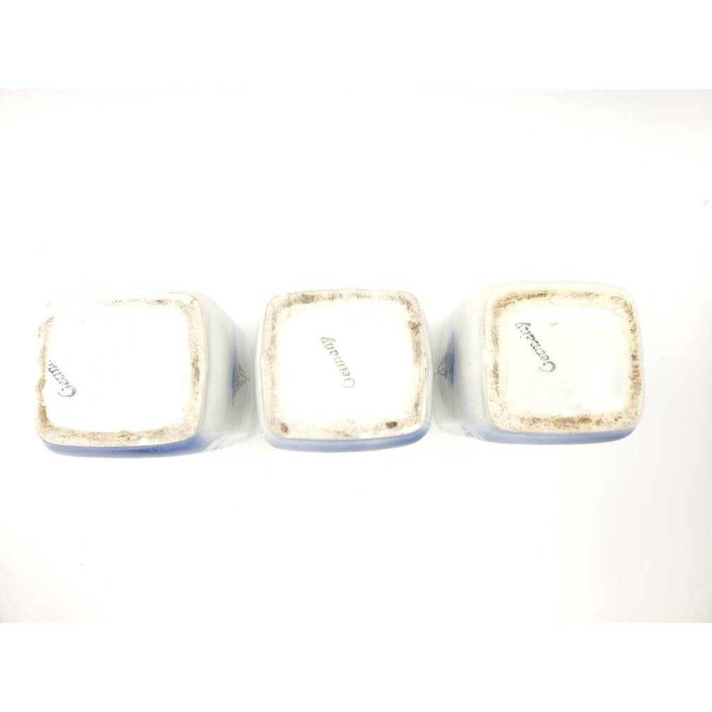 Vtg Blue and White German Windmill Spice Jars: Cinnamon, Cloves, Pepper NO LIDS